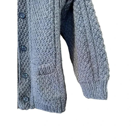 Hand Made 100% Wool fishermans cardigan sweater Art to wear M - Picture 3 of 7